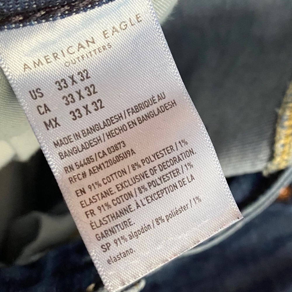 American Eagle Slim Straight Airflex+ Dark Wash Men's Jeans 33x32 Blue Denim - Picture 5 of 7